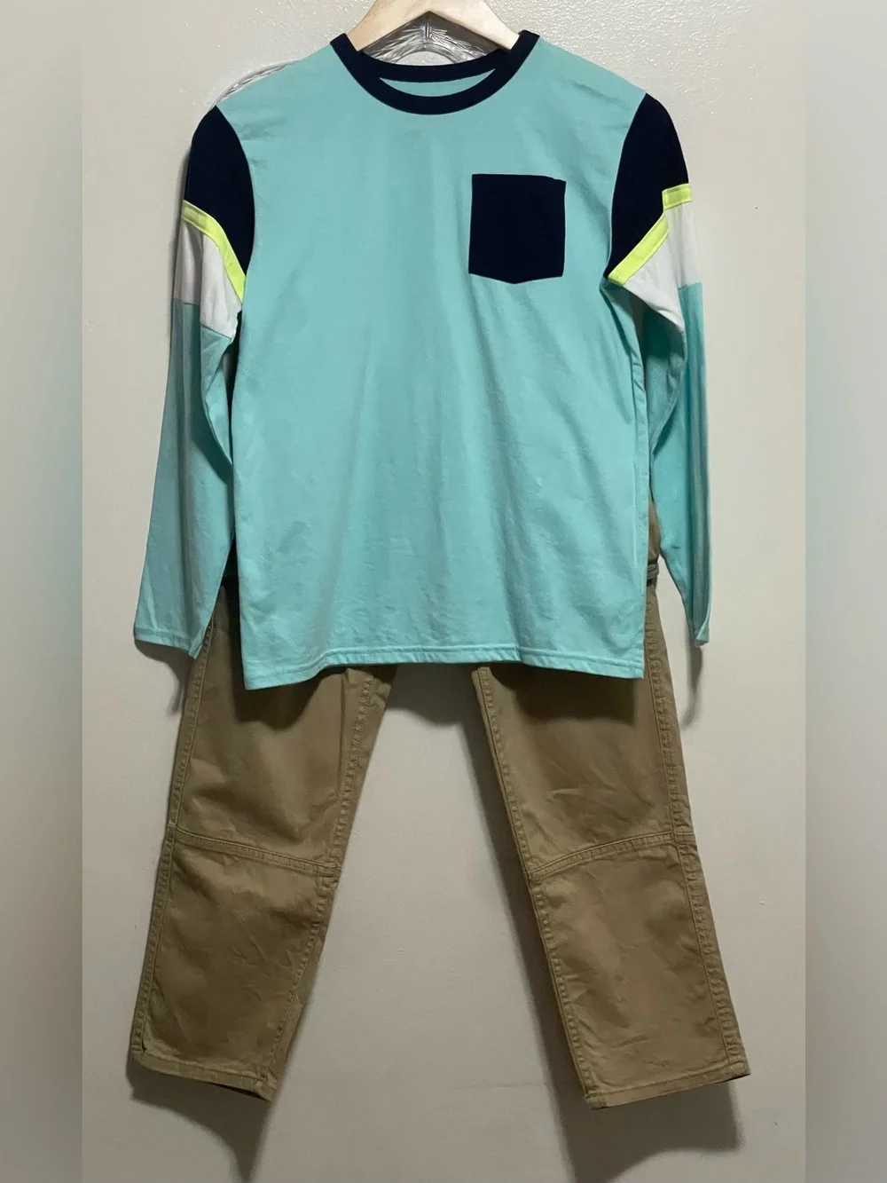 The Children's Place Mint, Navy & Neon Long-Sleeve Colorblock Tee